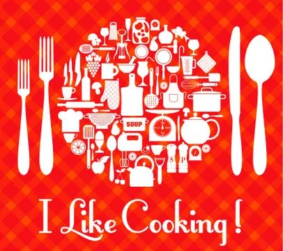 Kitchen set icons Stock Illustration