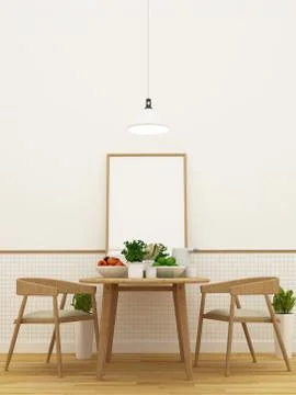 Kitchen set in pantry area and dining area - 3d rendering Stock Illustration
