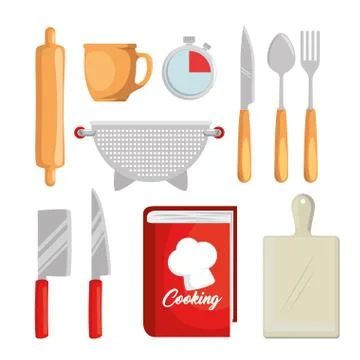 Kitchen set utensils icons Stock Illustration