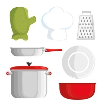 Kitchen set utensils icons Stock Illustration