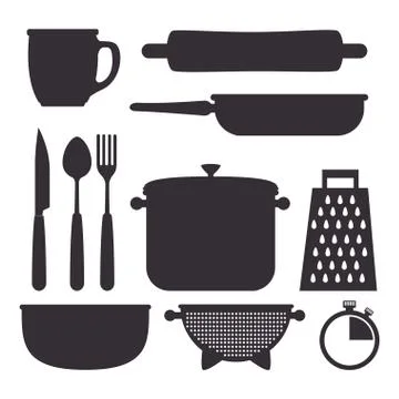Kitchen set utensils icons Stock Illustration
