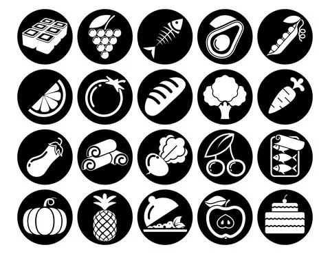 Kitchen Set vector line icons with open path elements for mobile concepts and Stock Illustration