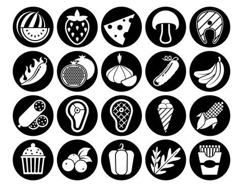Kitchen Set vector line icons with open path elements for mobile concepts and Stock Illustration