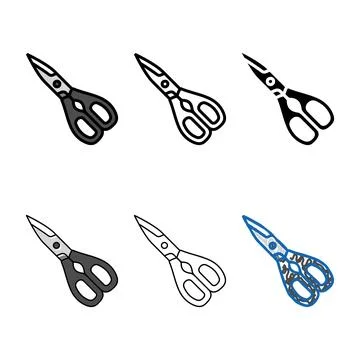 Kitchen shears color icon set vector Stock Illustration
