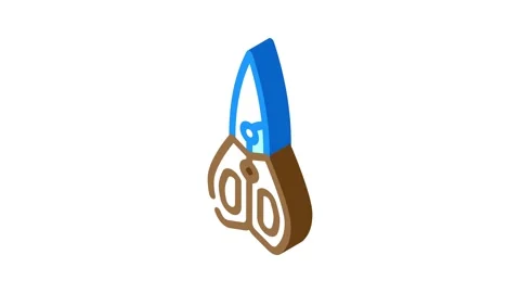 Kitchen shears isometric icon animation Stock Footage 327294821