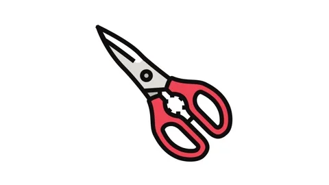 Kitchen shears kitchen cookware color icon animation Stock Footage 326099653