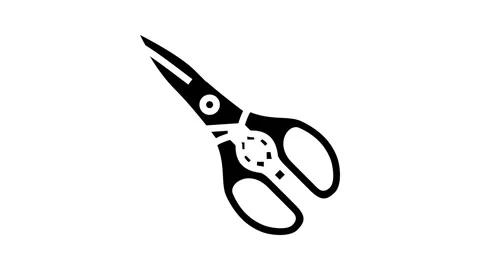 Kitchen shears kitchen cookware glyph icon animation Stock Footage 326157755