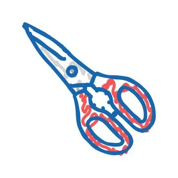 Kitchen shears kitchen cookware icon doodle illustration Stock Illustration