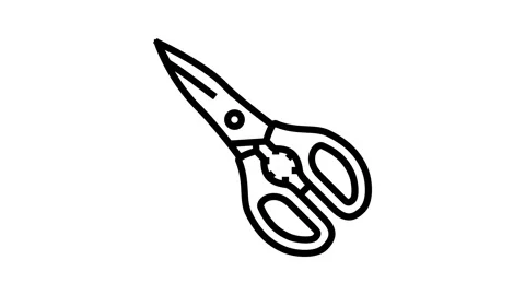 Kitchen shears kitchen cookware line icon animation Stock Footage 326135928