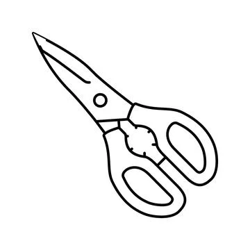 Kitchen shears kitchen cookware line icon vector illustration Stock Illustration