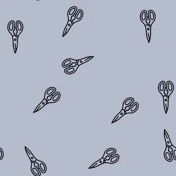 Kitchen shears kitchen cookware line seamless pattern Stock Illustration
