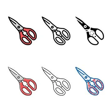 Kitchen shears kitchen designs cookware color icon vector Stock Illustration