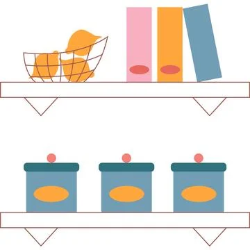 Kitchen shelf vector icon isolated on white 库存插图