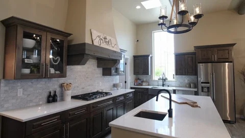Kitchen Side Angle with Island Lower Stock Footage 112902903
