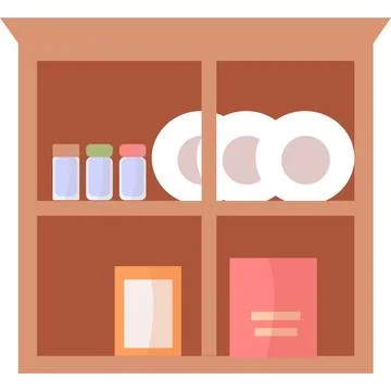 Kitchen sideboard with utensils vector icon isolated on white イラスト素材