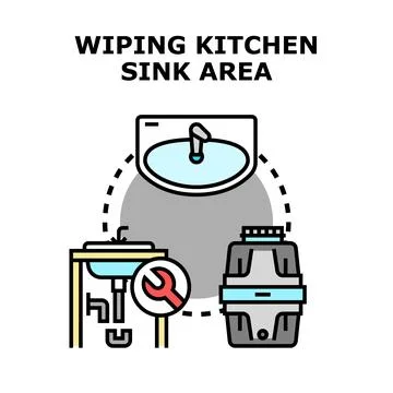 Kitchen sink area cleaning maintenance and installation concept 스톡 일러스트