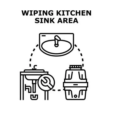 Kitchen sink area cleaning maintenance and installation concept 스톡 일러스트