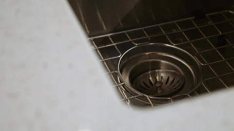 Kitchen Sink Basin Detail Rack Focus Countertop Stock Footage 112895751