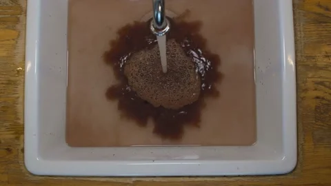Kitchen sink clogging Stock Footage 131308315