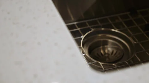 Kitchen Sink Detail Rack Focus Countertop Stock Footage 112895523