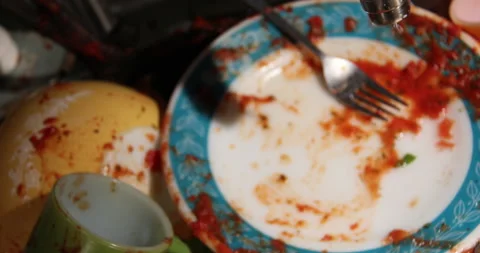 Kitchen sink with dirty dishes tracking shot Stock Footage 278250259