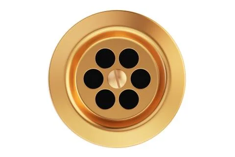 Kitchen sink drain, round plug hole. 3D rendering Stock Illustration