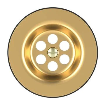 Kitchen sink drain, round plug hole, top view. 3D rendering Kitchen sink d... Stock Photos