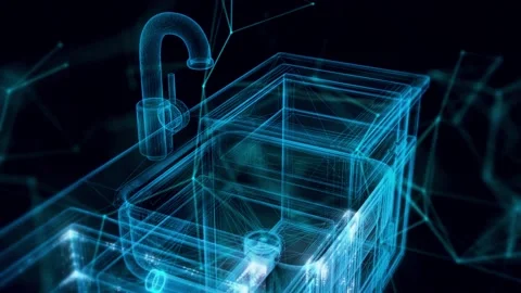 Kitchen Sink hologram Close up 4k Stock Footage 149303696