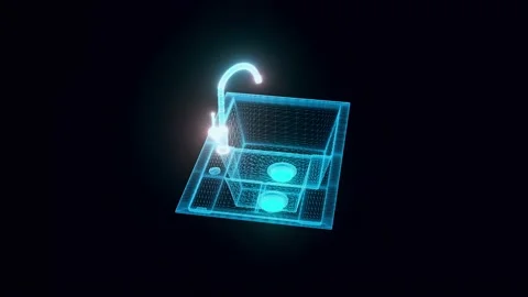 Kitchen Sink hologram Rotating Stock Footage 154843233