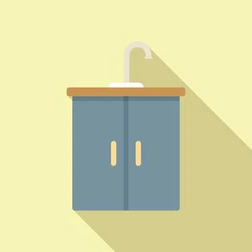 Kitchen sink icon flat vector. Room furniture Stock Illustration