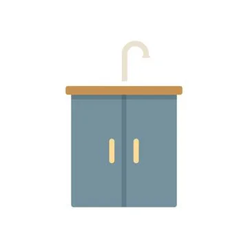 Kitchen sink icon flat vector. Room furniture Stock Illustration