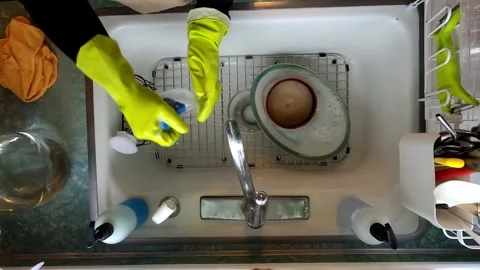 Kitchen Sink Washing Dishes Silverware Pots and Pans Видео 321034069