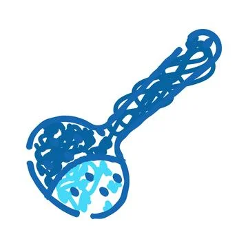 Kitchen skimmer spoon doodle line drawing Ilustración de archivo