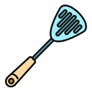 Kitchen slotted spatula tool cooking utensil preparing food Stock-Illustration