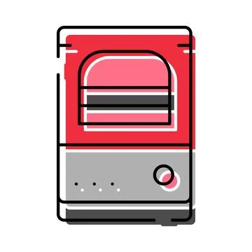 Kitchen small electric oven heating food icon Stock Illustration