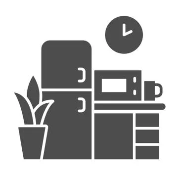 Kitchen solid icon, Coworking concept, Furniture sign on white background Illustrazione stock