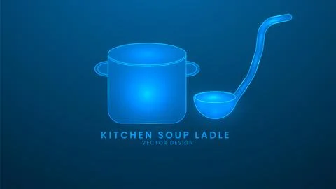 Kitchen soup ladle. Kitchen equipment and cutlery for cooking. Vector illus.. Stock Illustration