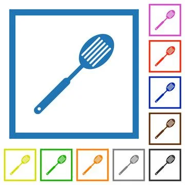Kitchen spatula flat framed icons Stockillustratie