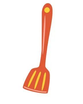 Kitchen spatula on isolated white background. Tool for cooking and BBQ. kitch Stock Illustration