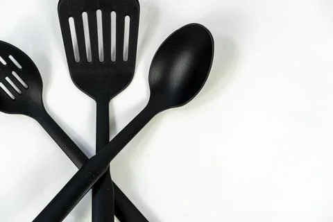 Kitchen spatula on isolated white background food plastic spatulas, mexico Stock Photos