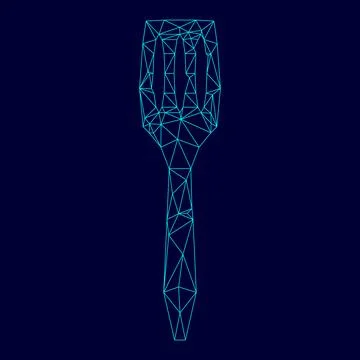Kitchen spatula low poly triangulation triangulated polygonal electric cyan b Ilustración de archivo