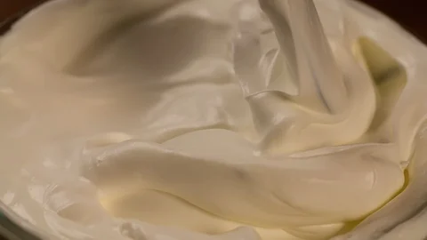 Kitchen Spatula mixing Cream Close up Macro shot Slow motion Stock Footage 102621524
