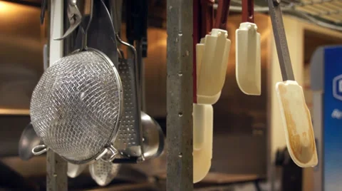 Kitchen spatula rack Stock Footage 36991829