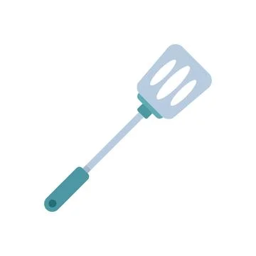 Kitchen spatula with teal handle on white background Illustration