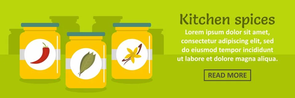 Kitchen spices banner horizontal concept Illustrazione stock