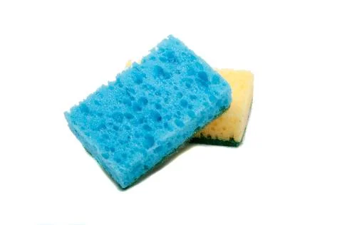 Kitchen sponge for dish isolated on the white Stock Photos