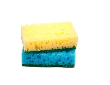 Kitchen sponge for dish isolated on the white Stock Photos