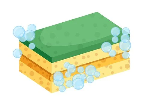 Kitchen sponge icon in flat style. Housework cleaning vector illustration o.. Stock Illustration
