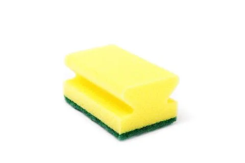 A kitchen sponge isolated against white background Stock Photos