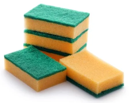 Kitchen sponge with scotch brite Stock Photos